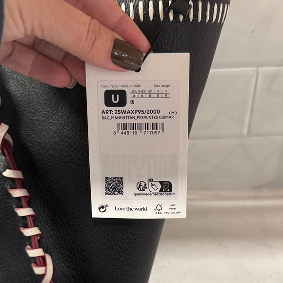 Desigual Black Tote with Pink and White Details - Picture 3 of 8